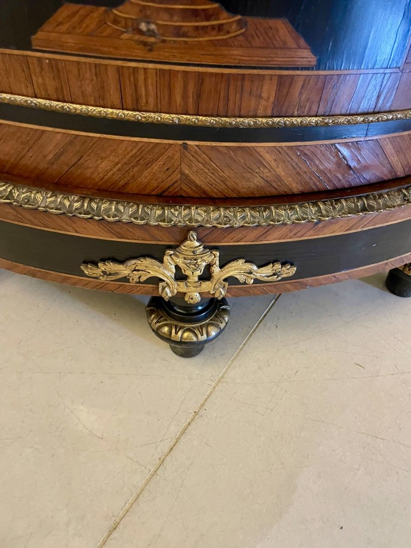 Antique French Louis XVI Style Marquetry Corner Cabinet with Marble Top